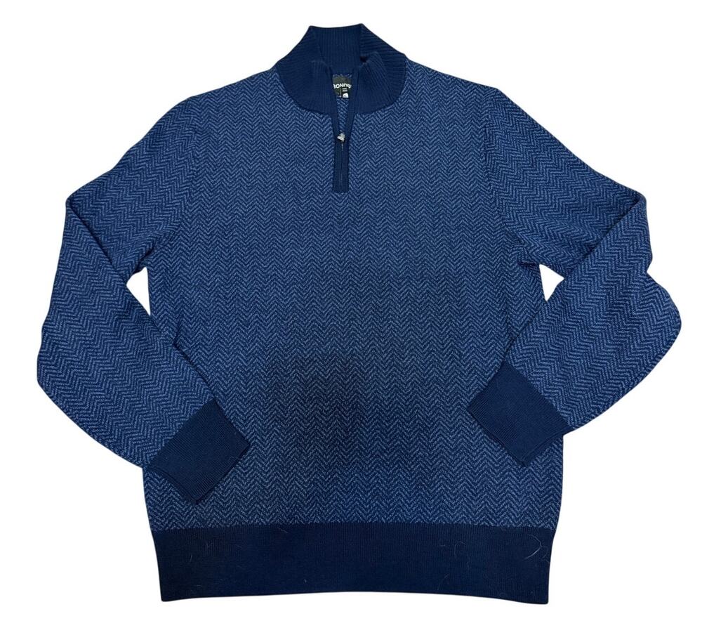 Bonobos Merino Wool Quarter Zip Sweater - Navy Blue - Size Medium Slim